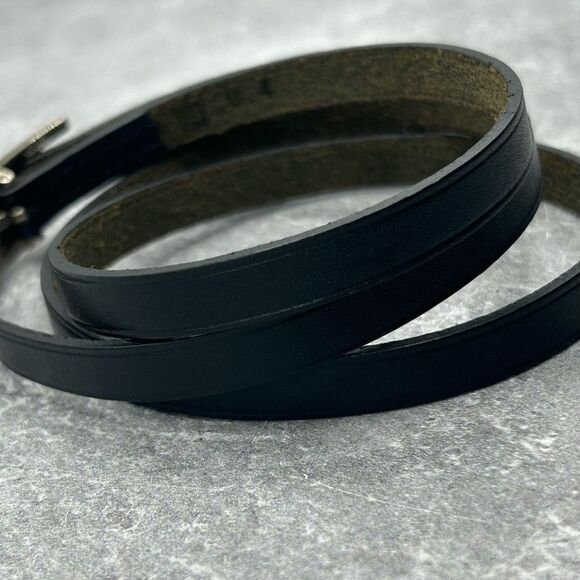 NWT Hermes Hapi 3 MM Black Leather Palladium Wrap Bracelet Buckle With Box - Picture 4 of 16
